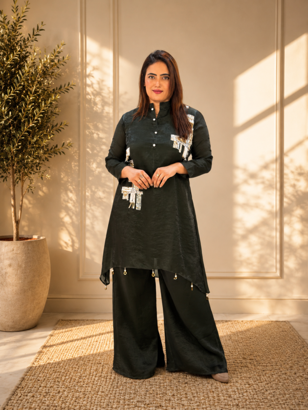 Bottle Green Party Wear Co-Ord Set